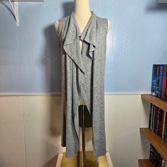Juicy Couture Sweaters - Juicy Couture Extra Small Light Heathered Gray Sleeveless Long Open Duster Vest